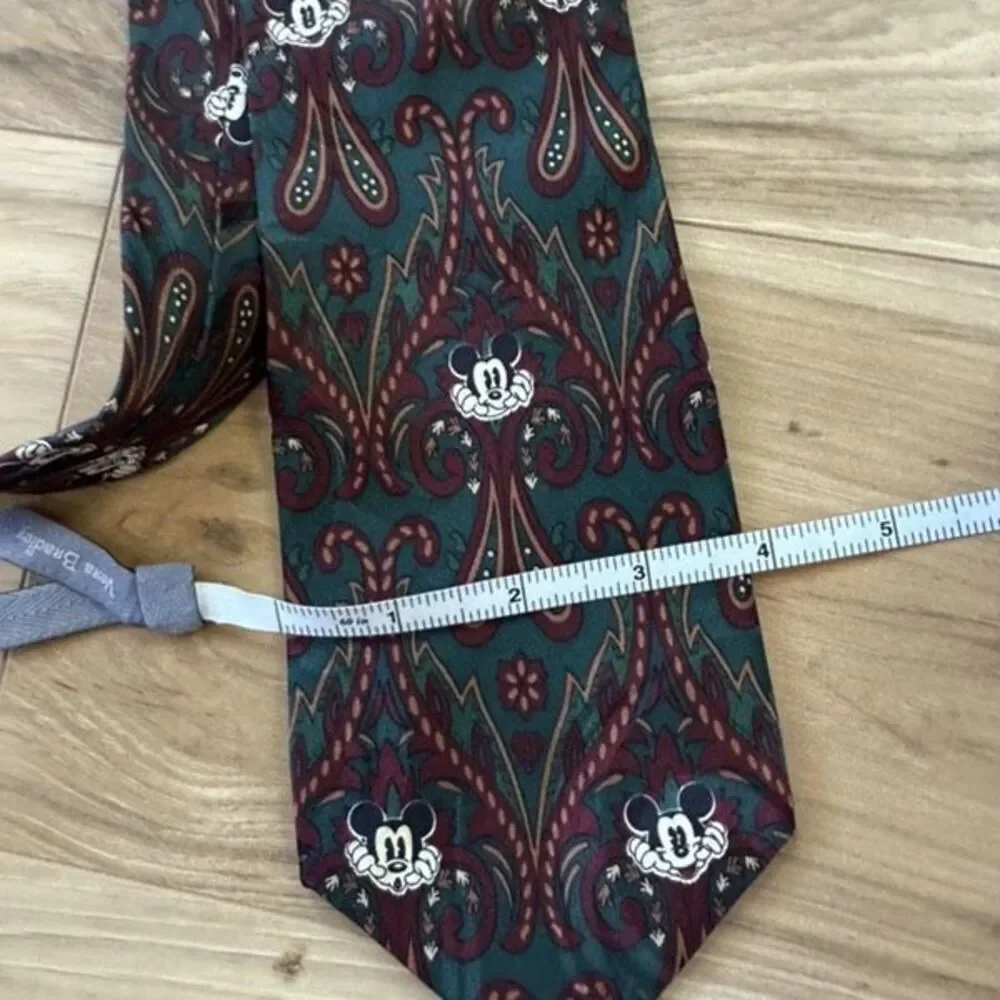 Vintage 80s 90s Disney Mickey Mouse 100% Silk Mens Neck Tie